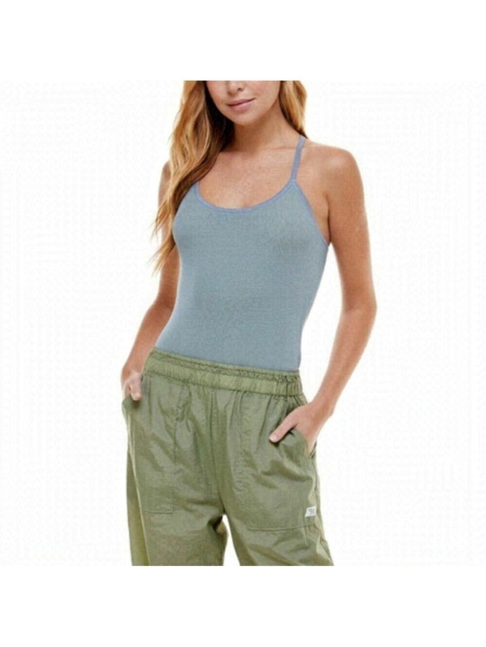 New Nordstrom WAYF | '98 Alicia T-strap Bodysuit In Oasis Blue